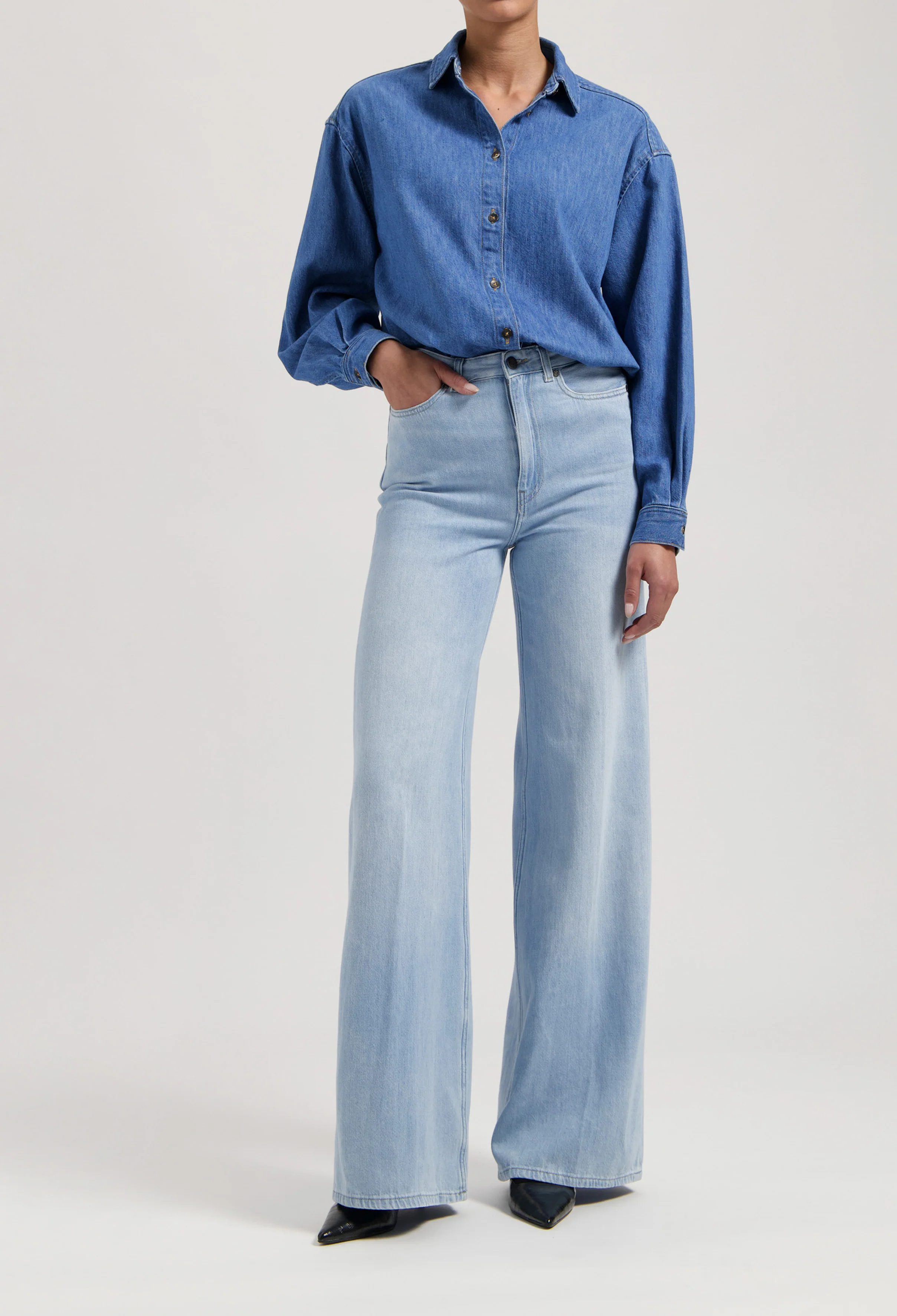 Reese Denim Shirt - Medium Stone - Image 4