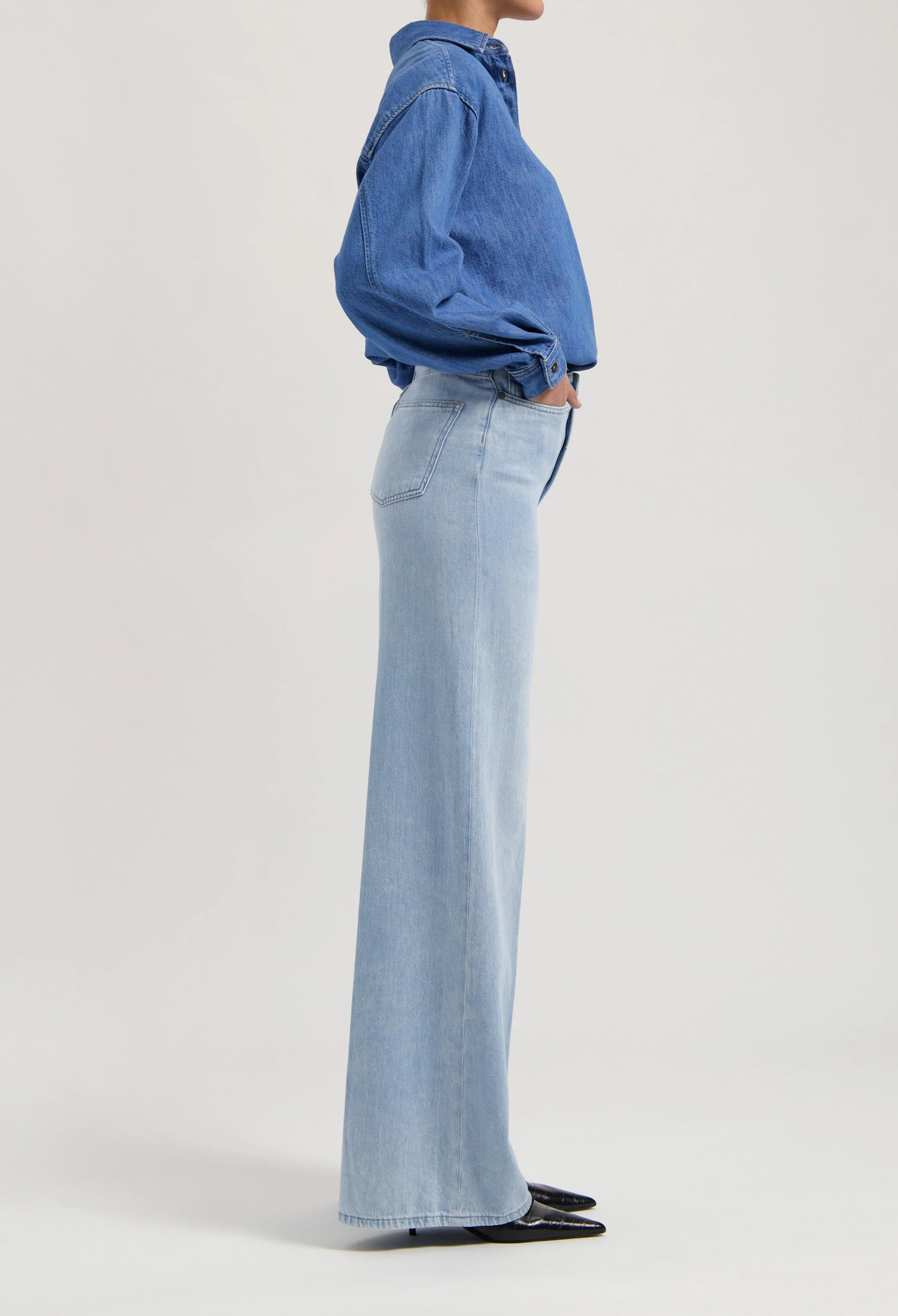 Reese Denim Shirt - Medium Stone - Image 5